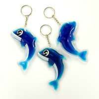 Porte-clés à breloque liquide dauphin mignon personnalisé
