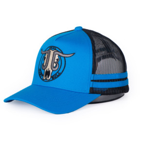 Haute qualité 5 panneau broderie tête de <span class=keywords><strong>vache</strong></span> maille coton Sport violet camionneur chapeaux 2 rayures casquette de camionneur - Product Image 4