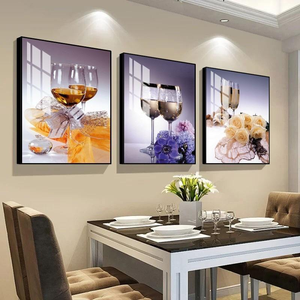 Set di 3 <span class=keywords><strong>Quadri</strong></span> da Parete per <span class=keywords><strong>Cucina</strong></span>, Arte Astratta con Fiori e Vino, Dipinti su Tela, Decorazione Moderna di Lusso per Soggiorno - Product Image 1