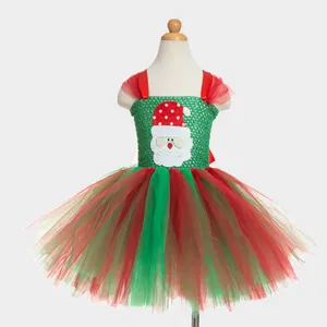 Penjualan laris Eropa Amerika gaun Santa Claus gaun Puffy gaun jala terikat tangan untuk penampilan anak-anak