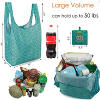 Sac d'épicerie réutilisable imprimé personnalisé, sac en nylon léger pliable, sacs de shopping pliables, sacs réutilisables en forme de t-shirt