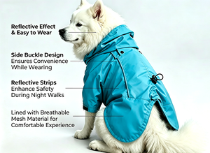 Veste imperméable à capuche pour chien, avec réflecteur coupe-vent, pour chiens de grande et petite taille, couverture complète, vêtements d'extérieur - Product Image 6