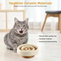 Bol de nourriture lente en céramique pour animaux de compagnie Écologique Anti-étouffement Chat Chien Assiette à dîner Protection de la colonne cervicale Bols Assiette de nourriture