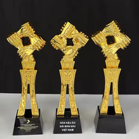 Trophée personnalisé en résine et cristal avec logo, finition or, argent, bronze, pour récompense de collaboration d'équipe, souvenir d'honneur
