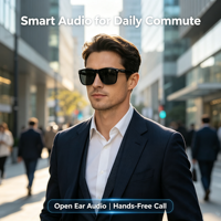 Lunettes Audio Intelligentes à Oreille Ouverte avec Contrôle Tactile, Traduction en Temps Réel, Assistant Vocal IA, Chargement Magnétique et Musique