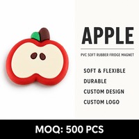 Appelschijf Fruit Thema Zachte PVC Rubber Koelkastmagneet 3D Gepregeerd Schattig Aangepast Logo Koelkastdecoratie voor Huis Keuken Cadeau