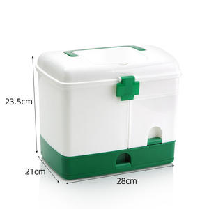 Boîte à médicaments domestique, trousse de premiers secours, 28x21x23.5cm, boîte de rangement en plastique multicouche, Portable pour utilisation dans la salle de bain - Product Image 1