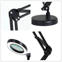 Lampe de table loupe noire, vente en gros, LED loupe de table, bras réglable lampe loupe noire
