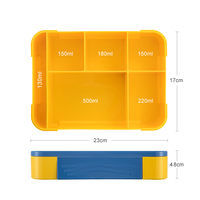 Boîte à bento pour adultes, boîte à lunch pour hommes et femmes, 5 compartiments, récipient alimentaire avec ustensiles, pot à sauce, compatible micro-ondes