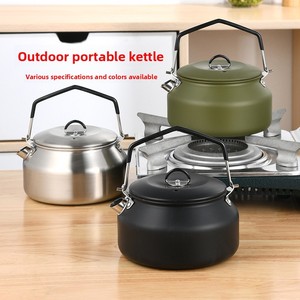 Chaleira Portátil de Aço Inoxidável 304 com Tampa para Caminhadas, Acampamentos e Preparo de Chá, Compatível com Fogão a Cartucho - Product Image 1