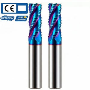 Wholesale HRC65 4 Flute Nano Blue Coating Roughing Solid <strong>Carbide</strong> <strong>End</strong> Milling Cutter for Cncn Lathe Tools - Product Image 1