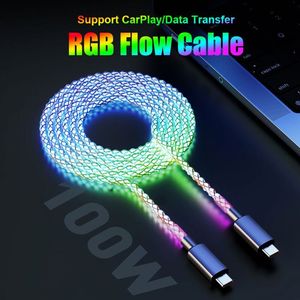 RGB 66W Fast <b>Charging</b> Luminous Flowing Light Type C to Type-C Data <b>Cable</b> PD 20W USB-C to IOS Mobile Phone <b>Charging</b> <b>Cable</b> - Product Image 2