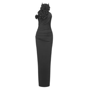 Elegante <span class=keywords><strong>Vestido</strong></span> Largo de Fiesta sin Mangas para Mujer, Cuello Alto, Diseño Floral, Abertura Lateral, Tejido de Punto, con Sujetador Incorporado, para Graduación - Product Image 1