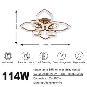 Nouveau Style Télécommande Led Lustre Lumières Salon fleur forme acrylique plafonnier - Product Image 6