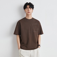 T-shirt décontracté d'été pour homme à manches courtes, couleur unie, coupe classique, col rond, impression sérigraphique, tricoté en polyester/coton