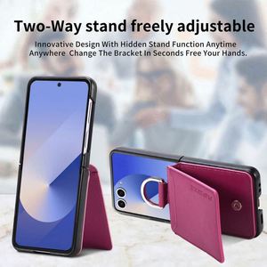 Étui de téléphone en cuir avec porte-cartes et anneau magnétique pour Samsung Galaxy Z Flip 7 6 5 4 3 2 1, béquille verticale - Product Image 6