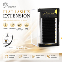 Extensions de cils plates personnalisées en gros SP, 0.15 0.20, noir mat, pointes fendues J B C CC D DD, extensions de cils plates ellipses