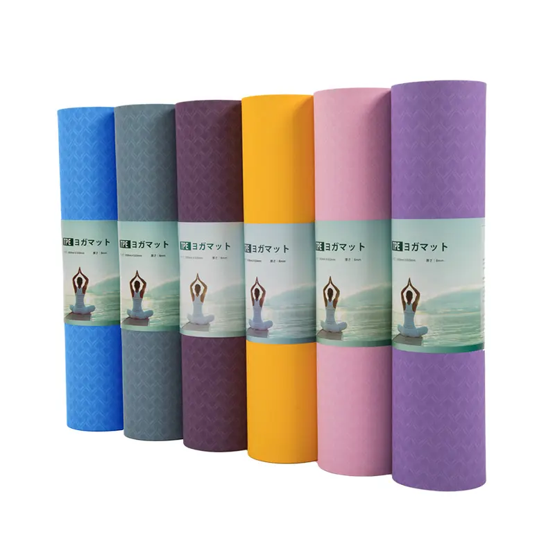 2022 6mm Fitness Gym Reversible Position Line Non Slip Non Tear Color Tpe Gymnastic Yoga Mat Carpet For Yoga