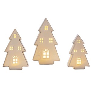 Trắng gốm Tabletop <span class=keywords><strong>Tree</strong></span> Gốm Cây giáng sinh với LED thắp sáng - Product Image 5