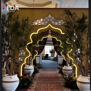 LEDA Artículos para Bodas, Fondo Metálico Dorado Estilo Indio, Arco Luminoso para Bodas Marroquíes y Musulmanas, Decoración de Escenario - Product Image 4