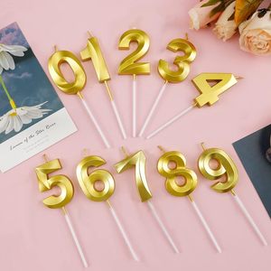 0-9 Verjaardagskaars Feestartikelen Verjaardagsdecoratie Goud Nummer Kaars Voor Jubileum Huwelijksfeest Kaarsen - Product Image 1