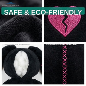 El Mejor Peluche de Conejo Gótico Negro y Rosa Personalizado Certificado, Animal de Peluche Oscuro y Adorable con Bordado de Corazón Roto, Fábrica OEM ODM - Product Image 4