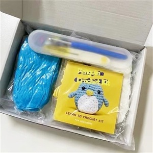 Kit <span class=keywords><strong>de</strong></span> Crochet para Principiantes, Kits Hechos a Mano, Animales: Zorro, Pingüino, Conejo, Pollito, León, Dinosaurio, Narval, Búho - Product Image 3