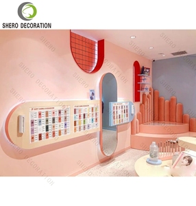 ที่วางโชว์ของร้านค้าเพื่อความงามแบบทันสมัยสีชมพูผลิตภัณฑ์ดูแลผิวเครื่องสำอางที่มีน้ำมันหอมระเหยลิปกลอสยาทาเล็บ - Product Image 3