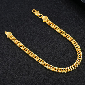 Bracelet pour homme plaqué or 18 carats, 6 mm, double brin, en alliage de zinc, bijoux unisexe, cadeau - Product Image 2