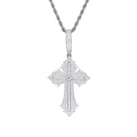 Pendentif Croix en Argent Sterling S925 Style Hip Hop, Breloque Religieuse pour Hommes et Femmes, Cadeau de Fête