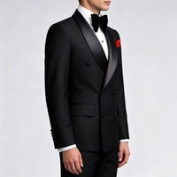 Costume de smoking noir imprimé pour homme, coupe ajustée, revers châle en satin, veste et pantalon, pour mariage, cérémonie, soirée, respirant