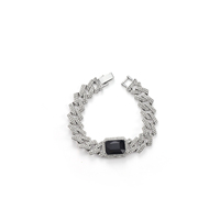 Collier hip hop en cristal glacé complet d'approvisionnement en stock chaîne cubaine en alliage de zinc avec ensembles de bijoux de mode en pierre précieuse