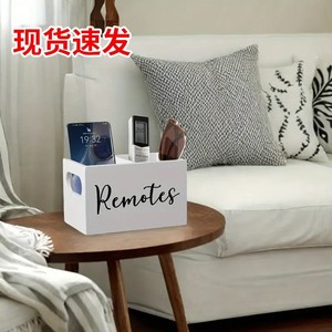 Remote <b>Control</b> Storage Box Wooden Desktop Organizer With Compartments For Living Room Bedroom Use Black And White - Product Image 2