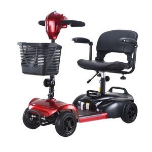 Scooter de mobilité à quatre roues, rouge, en alliage d'aluminium, avec vitesses réglables, batterie 24V 12AH, pour personnes âgées, handicapées et usage familial - Product Image 3