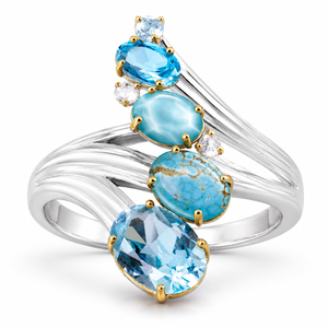 Anello a Forma di Onda Colorato, Anello di Tendenza per Donne, Design Elegante, Accessorio per Dito, Stile Unico - Product Image 1