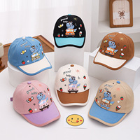 Gorra de béisbol para niños con diseño de dinosaurio de dibujos animados, gorro de sol ajustable de algodón con estampado de "Good Baby" para niños y niñas