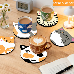 ที่รองแก้วไม้ลายแมวพร้อมลายพิมพ์สัตว์แสนสนุก - Product Image 6