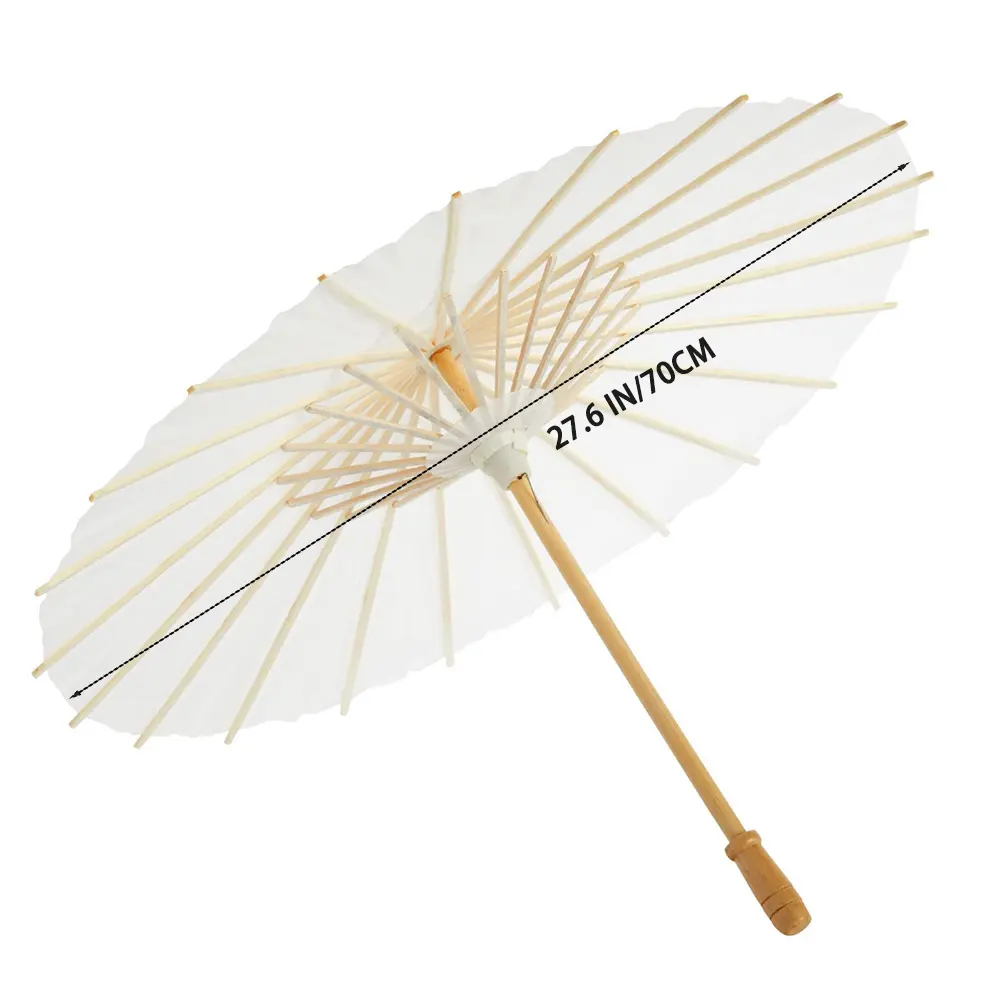 Wholesale paper Decorative Mini Craft Plain Chinese Brida Gifts Parasols Handmade Oil White paper wedding umbrellas