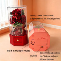 Caja Musical Moderna con Ramo de Rosas de Jabón, Estuche Acrílico con Luz LED para Guardar Joyas, Regalo Romántico para Mujeres, Cumpleaños, Aniversario