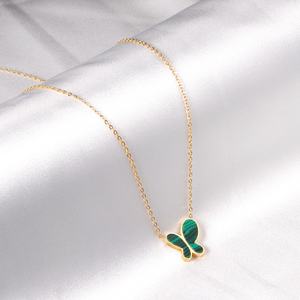 Colliers papillon en acier inoxydable à la mode pour femmes, bijoux plaqués or, colliers en coquillages - Product Image 3