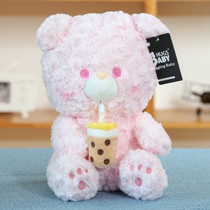 Ours en peluche avec écharpe et fleurs, ours en peluche couple, ours en coton PP en forme de cœur, cadeau d'anniversaire mignon, 31cm-50cm, vente en gros - Product Image 6