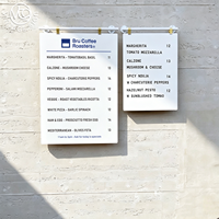 Ensemble de 2 panneaux de menu magnétiques suspendus, construction entièrement métallique, fixation murale, bandes de lettres interchangeables pour café, boulangerie