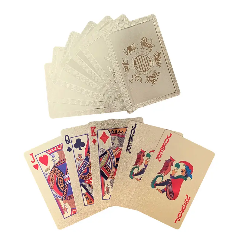 Benutzer definierte neue Zodiac Design Goldfolie Spielkarten wasserdichter Plastik Poker für Partys piel