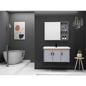 Mueble de Baño CR de 620 mm, Gabinete Gris de Aluminio con Lavabo de Cerámica - Product Image 4