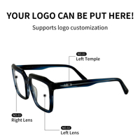 Montures de lunettes carrées personnalisées à monture complète avec logo et options de couleurs personnalisées, verres en polycarbonate pour lunettes de lecture