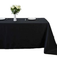 Nappe en polyester extensible anti-taches rectangle noir personnalisé de 90x132 pouces pour fête de mariage