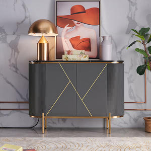 Meuble TV en bois de luxe en acier inoxydable, meuble de salon moderne, panneau latéral, meuble de tapisserie pour la maison - Product Image 5