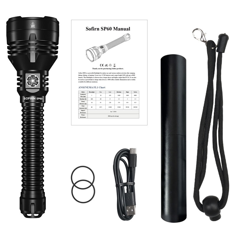 Lanterna Sofirn SP60 XHP70.3 6800 lúmens USB recarregável IP68