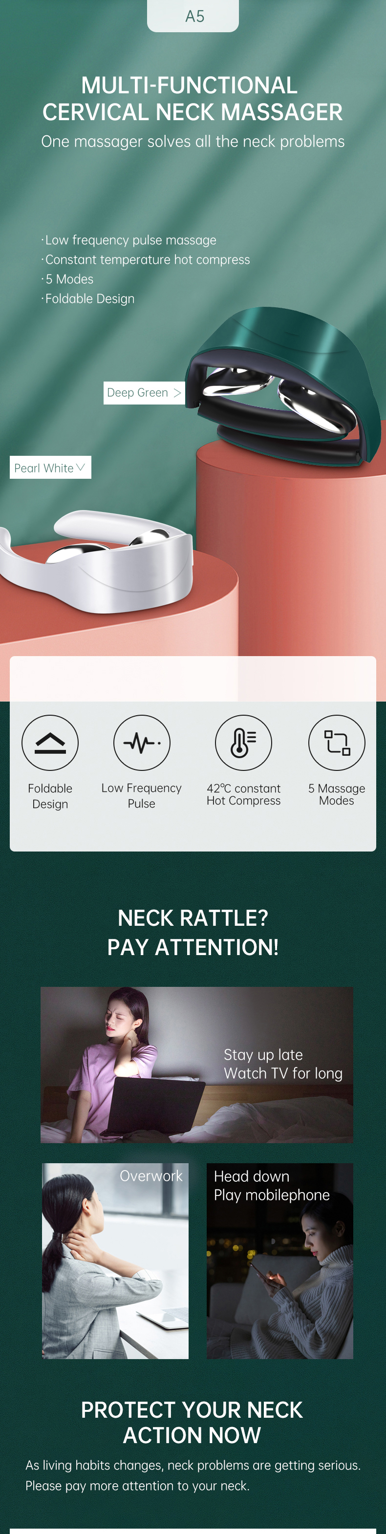 Smart Heat Health Care Spin Car Usb Charging Infrared Cervical Shoulder Electric Air Full Neck Pillow Shiatsu Machine Massager