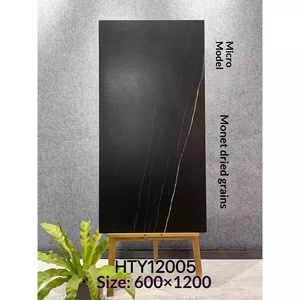 Carreaux de céramique, carreaux de sol rétro 600x1200 de luxe mat foncé, micro-moulés noirs, antidérapants et résistants à - Product Image 1